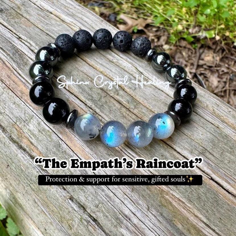 10MM Empath Protection - Aura Shield " The Empath's Raincoat " High Quality Real Gemstones - Spiritual Crystal Healing Bracelet