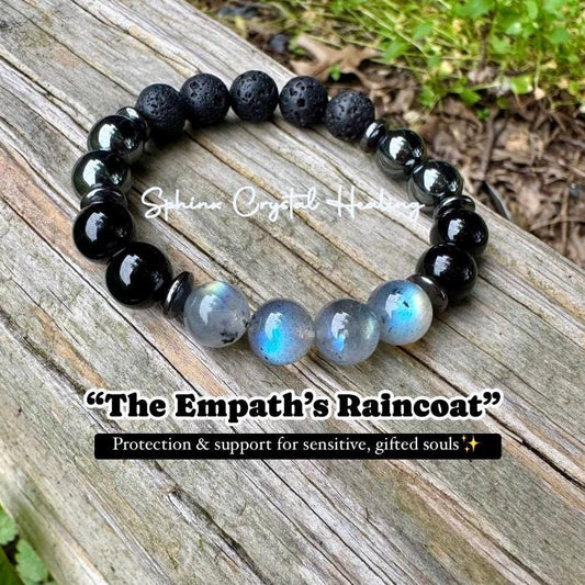 10MM Empath Protection - Aura Shield " The Empath's Raincoat " High Quality Real Gemstones - Spiritual Crystal Healing Bracelet