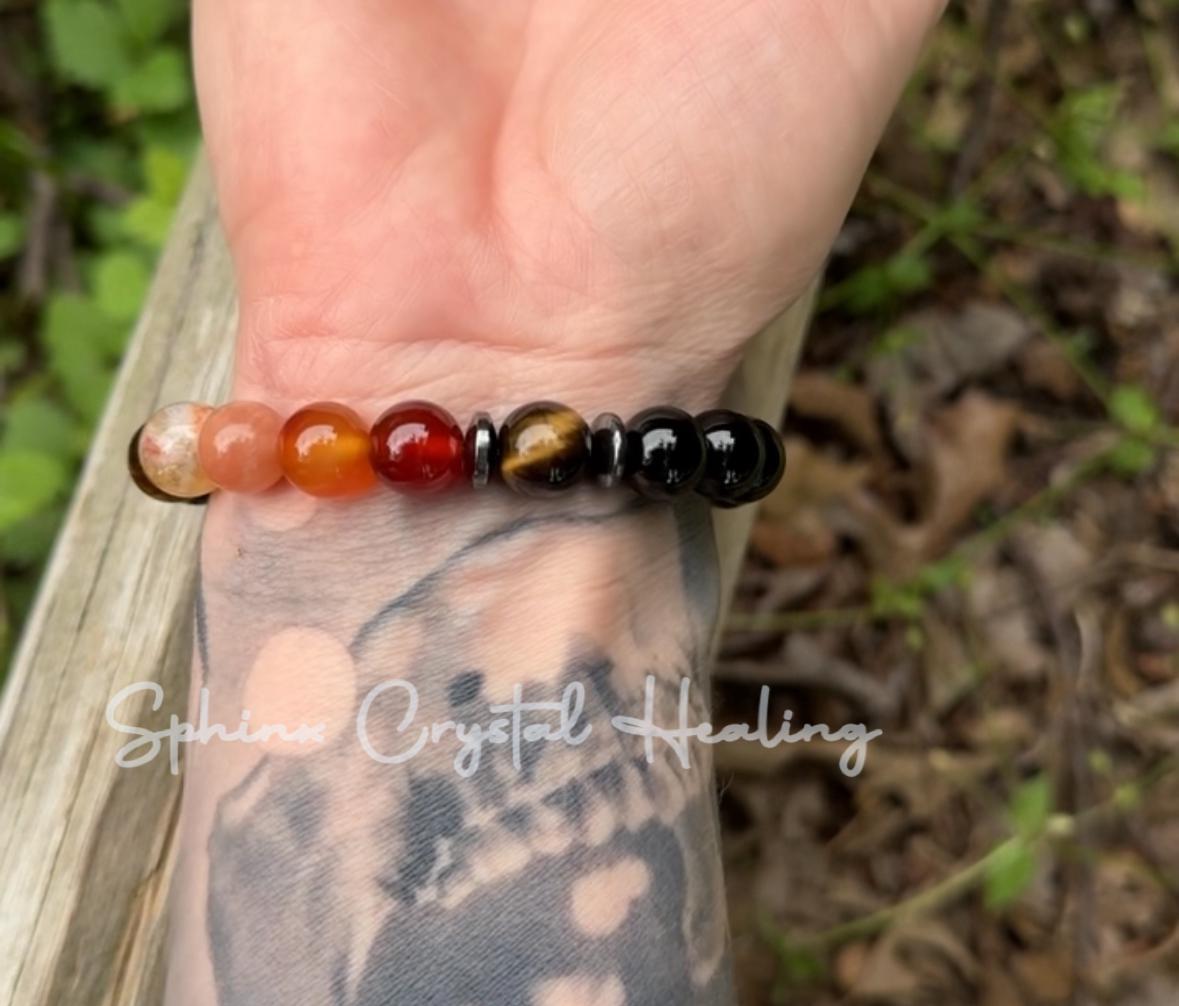 10MM Leo Energy - Zodiac Horoscope - " The Fearless Leo " July August Birthday - Crystal Healing Quality Gemstone Astrology Bracelet
