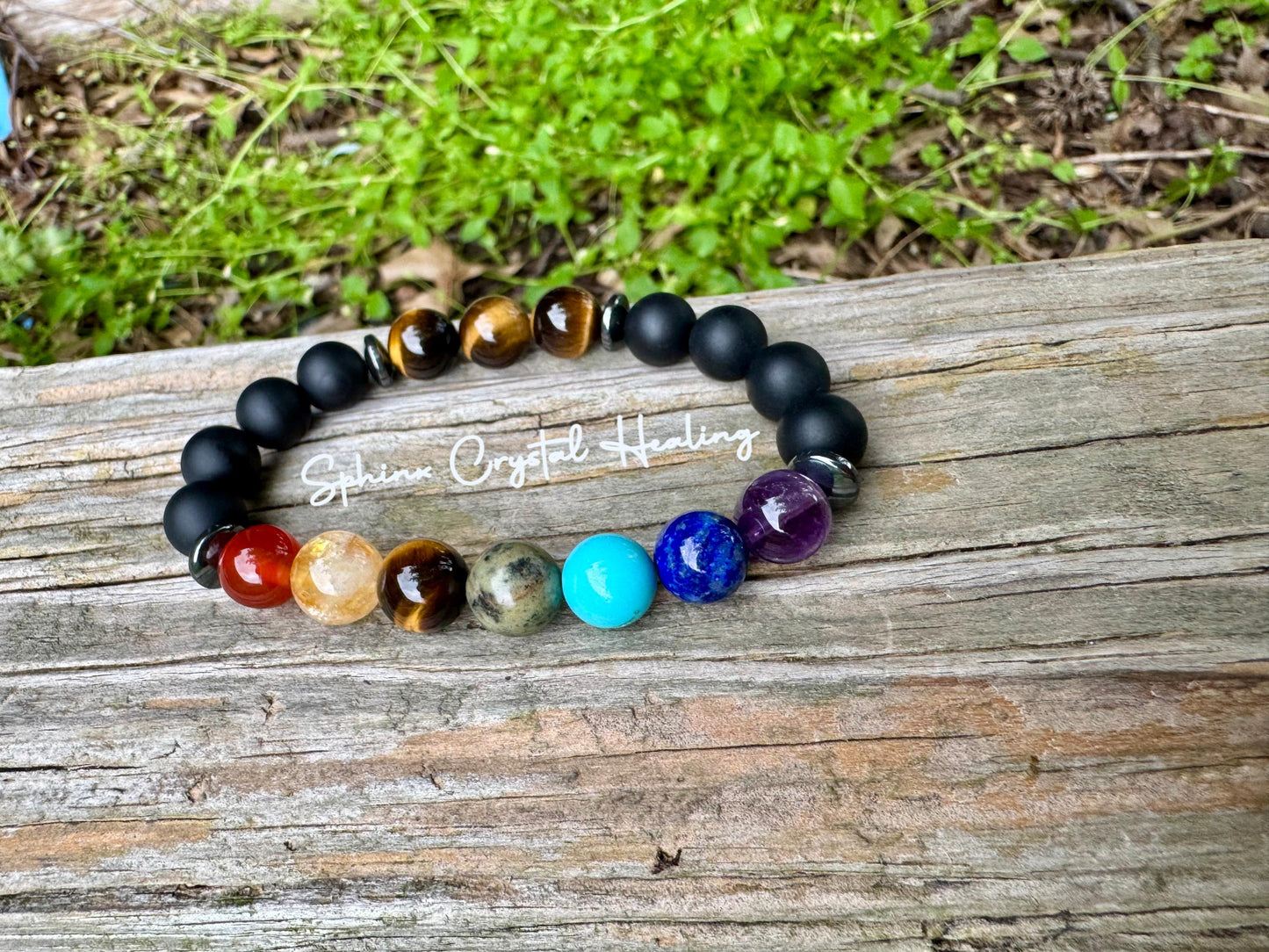 10MM Anxiety & Stress Support - Chakra Balance - Protection - Strength - Onyx - Tigers Eye - Hematite - Crystal Healing Gemstone Bracelet