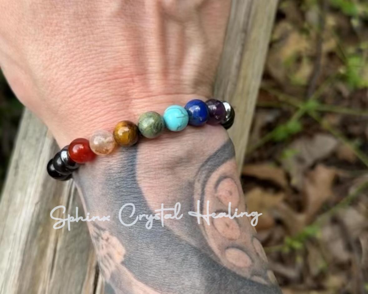 Negativity Shield - Protect and Ground - Balance Chakra Energy  - Black Obsidian & Hematite - Quality Crystal Healing and Gemstone Bracelet