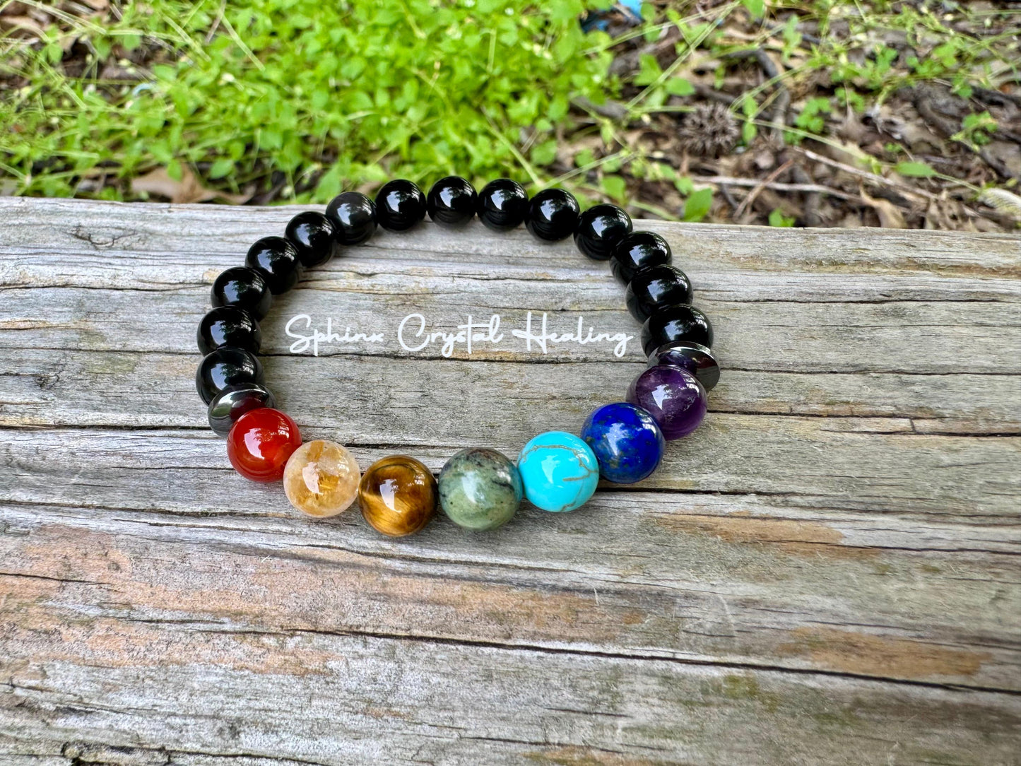 Negativity Shield - Protect and Ground - Balance Chakra Energy  - Black Obsidian & Hematite - Quality Crystal Healing and Gemstone Bracelet