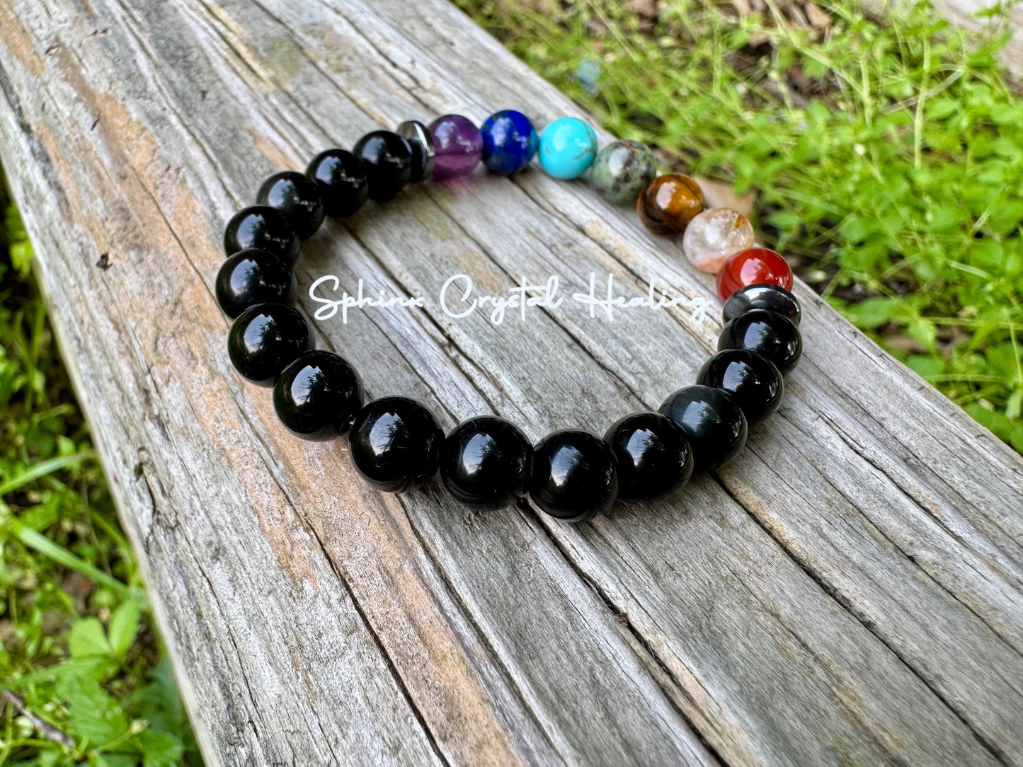 Negativity Shield - Protect and Ground - Balance Chakra Energy  - Black Obsidian & Hematite - Quality Crystal Healing and Gemstone Bracelet