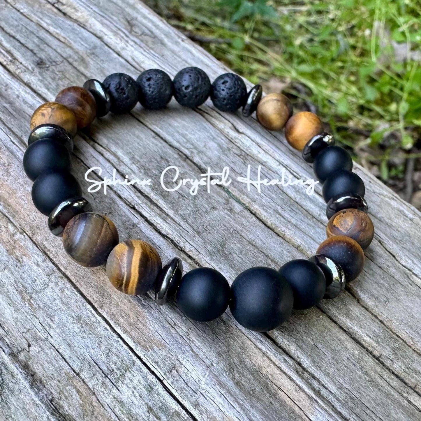 Anxiety Support - Aura Protection " Battle Ropes " - Strength & Courage - Tigers Eye Onyx - Quality Gemstones - Crystal Healing Bracelet