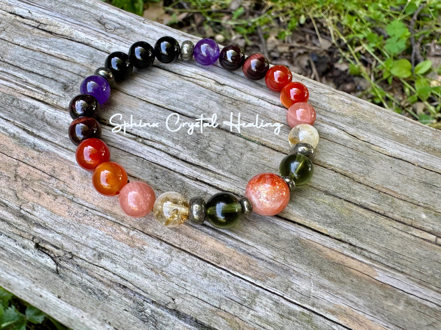 Summer Solstice " Midsummer Flames + " AAA PRECIOUS GRADE Sunstone - Moldavite - Citrine - Carnelian - Garnet - Crystal Gemstone Bracelet