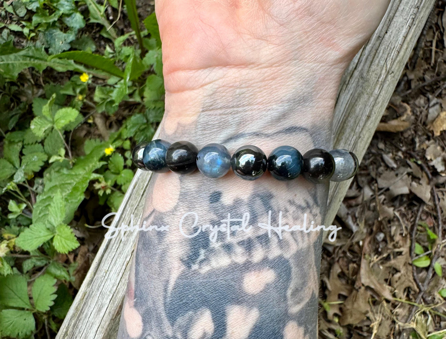 10MM Self Empowerment - Strength & Courage " You are the Universe " AAA Blue Tigers Eye - Labradorite - Obsidian Crystal Gemstone Bracelet