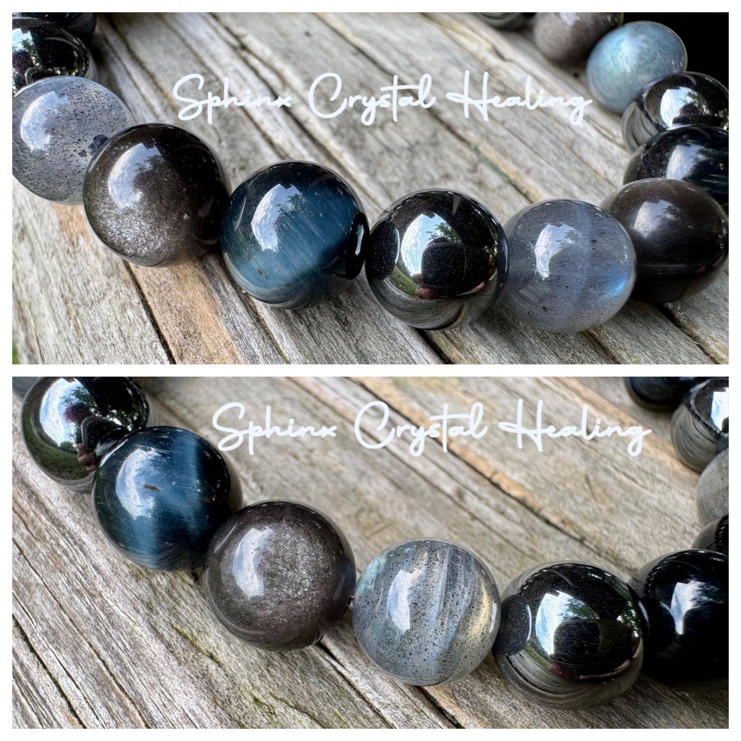 10MM Self Empowerment - Strength & Courage " You are the Universe " AAA Blue Tigers Eye - Labradorite - Obsidian Crystal Gemstone Bracelet