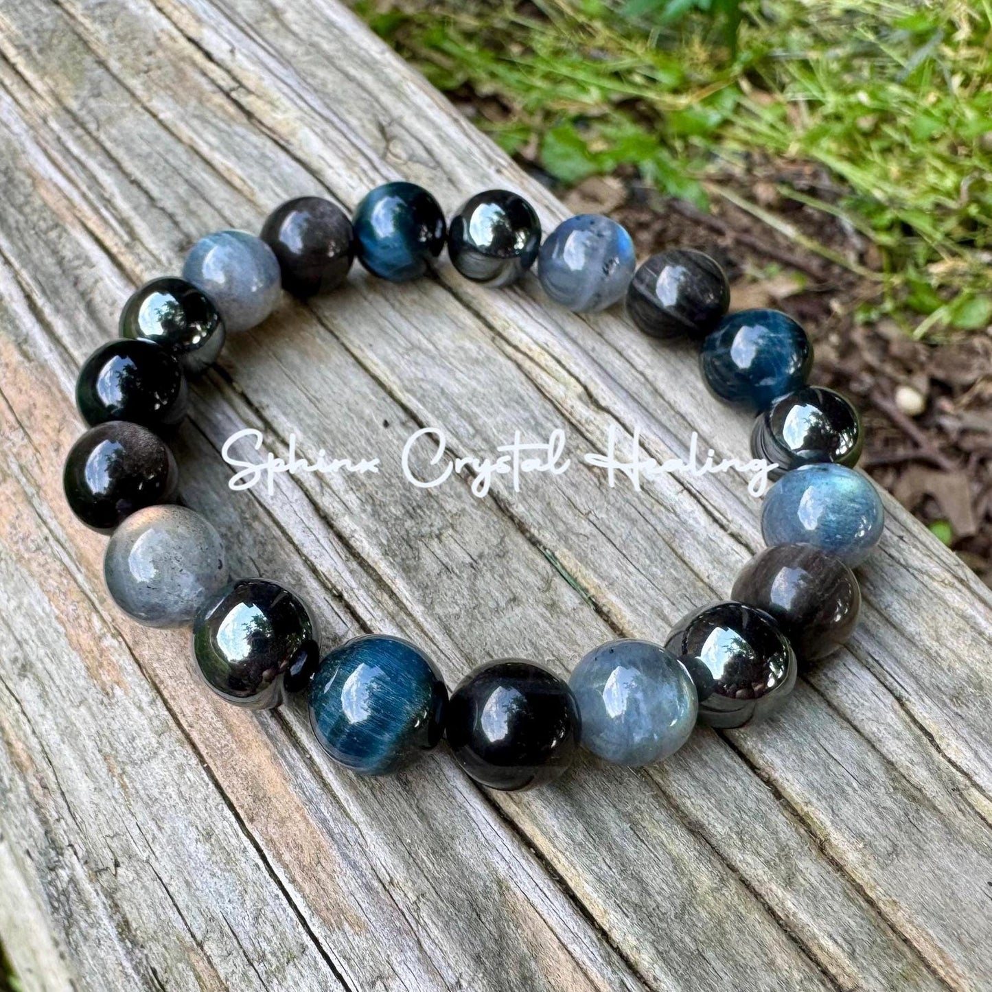 10MM Self Empowerment - Strength & Courage " You are the Universe " AAA Blue Tigers Eye - Labradorite - Obsidian Crystal Gemstone Bracelet