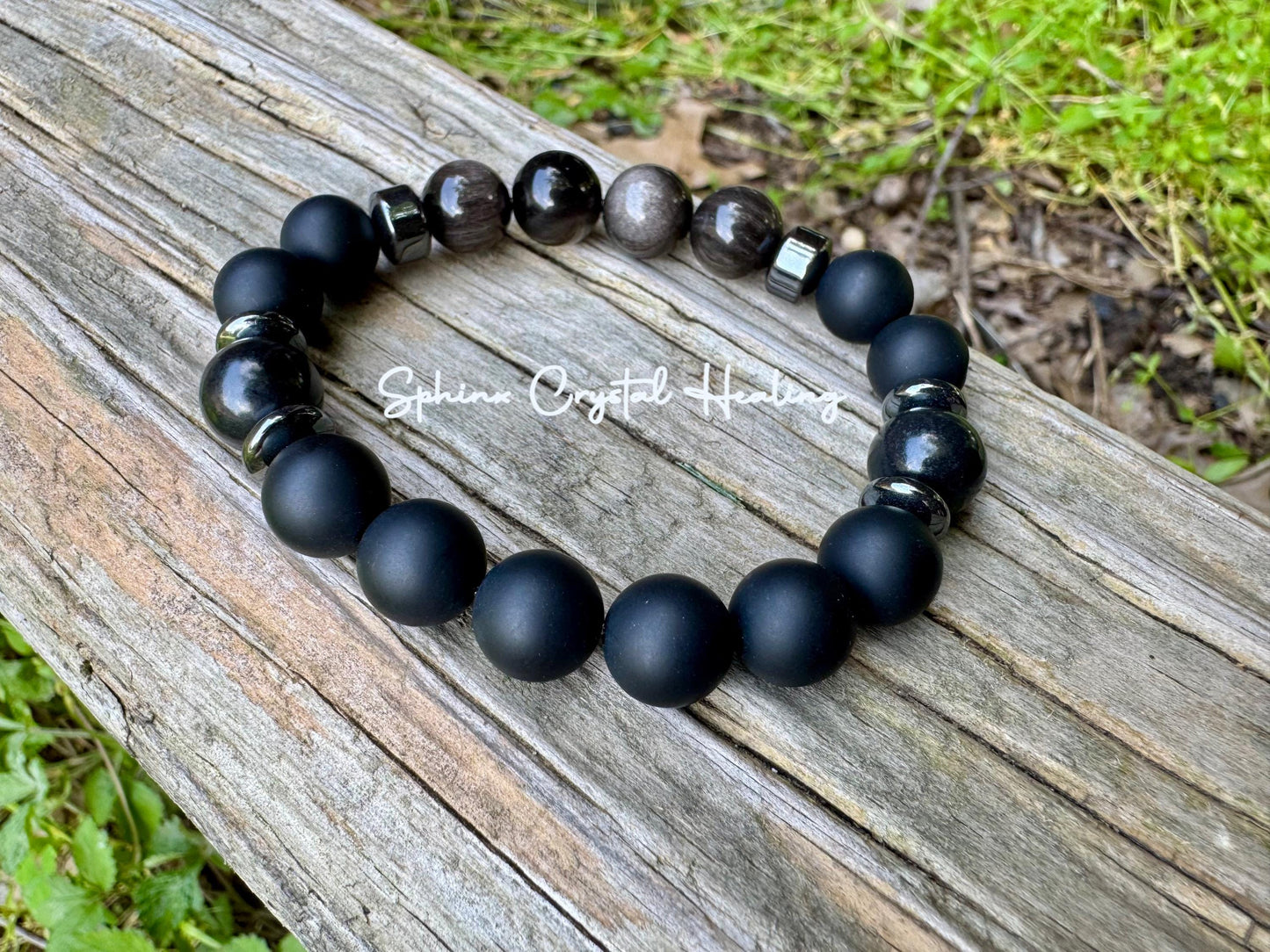 10MM Self Transformation & Spiritual Growth " Divine Reflection " Shungite EMF Protection - Onyx Obsidian Crystal Healing Gemstone Bracelet