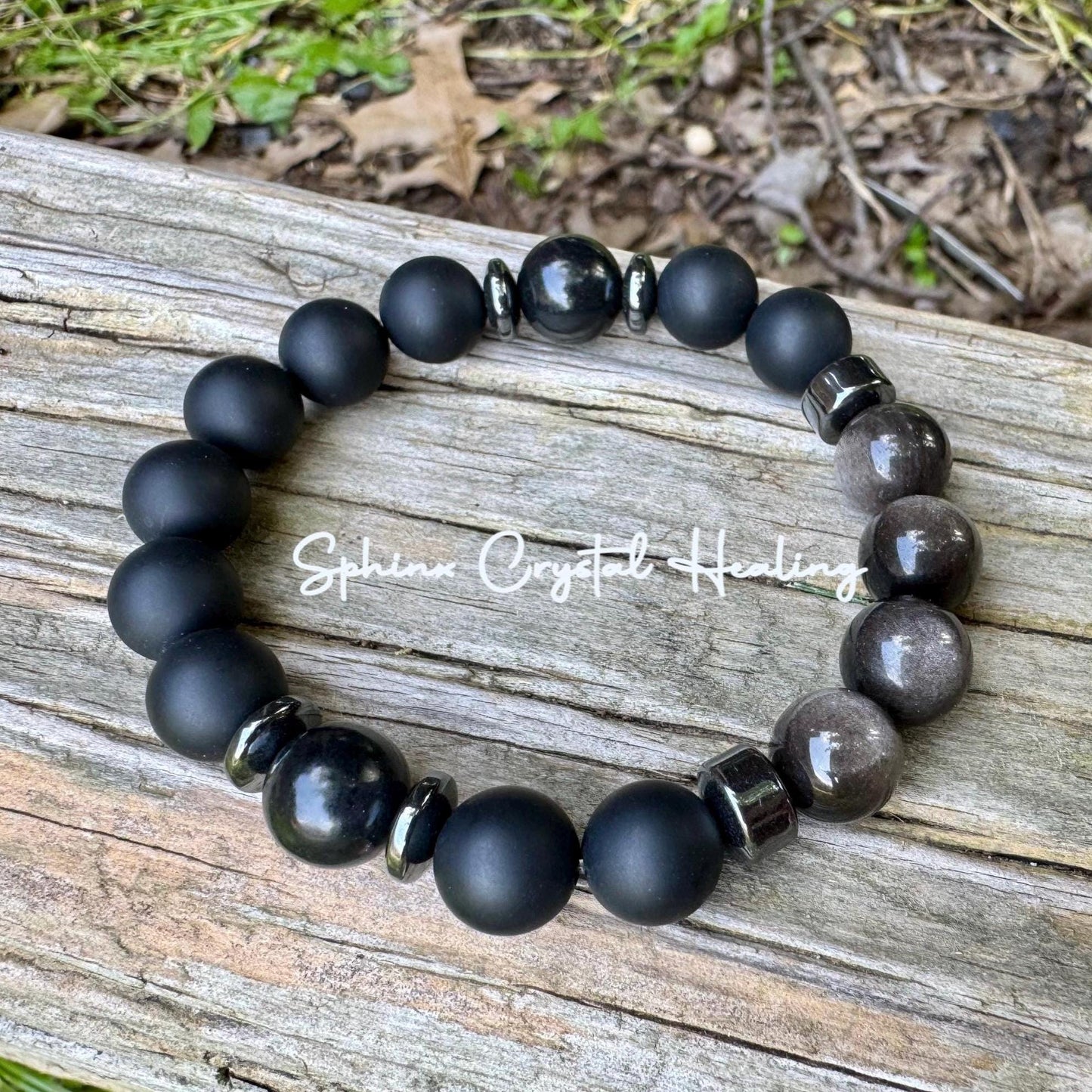 10MM Self Transformation & Spiritual Growth " Divine Reflection " Shungite EMF Protection - Onyx Obsidian Crystal Healing Gemstone Bracelet