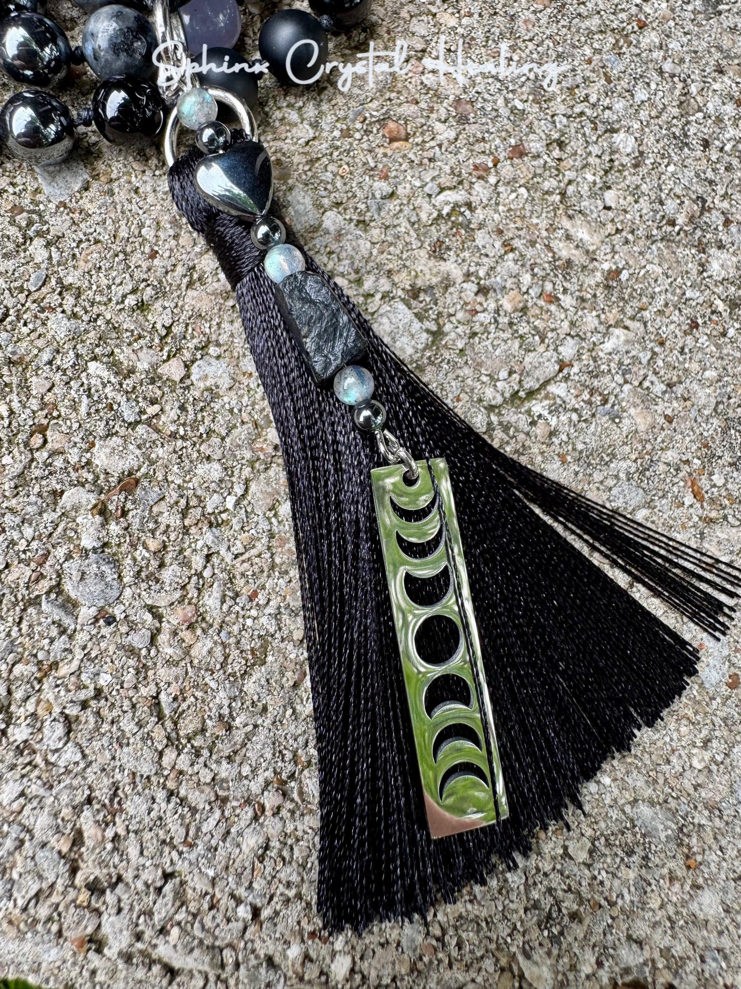 Healer Support Mala - RARE Blue Lepidolite " The Empath’s Halo " Real Blue Rose Quartz - White Amethyst - Spiritual Empath Healing Necklace