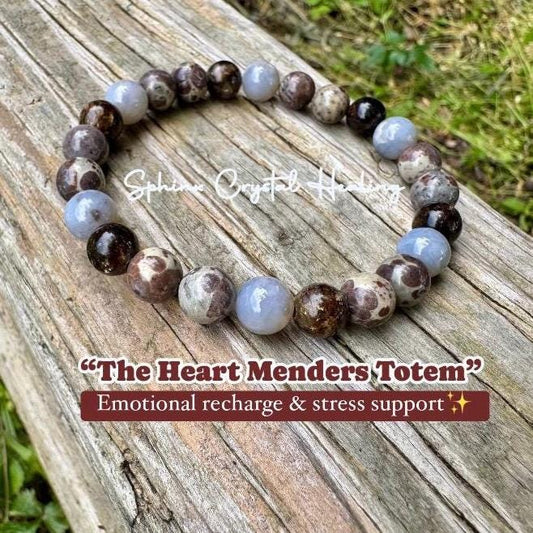 Heart Healing & Recharge - Empath support " The Heart Menders Totem " RARE Blue Rose Quartz - Stress and Anxiety - Crystal Gemstone Bracelet