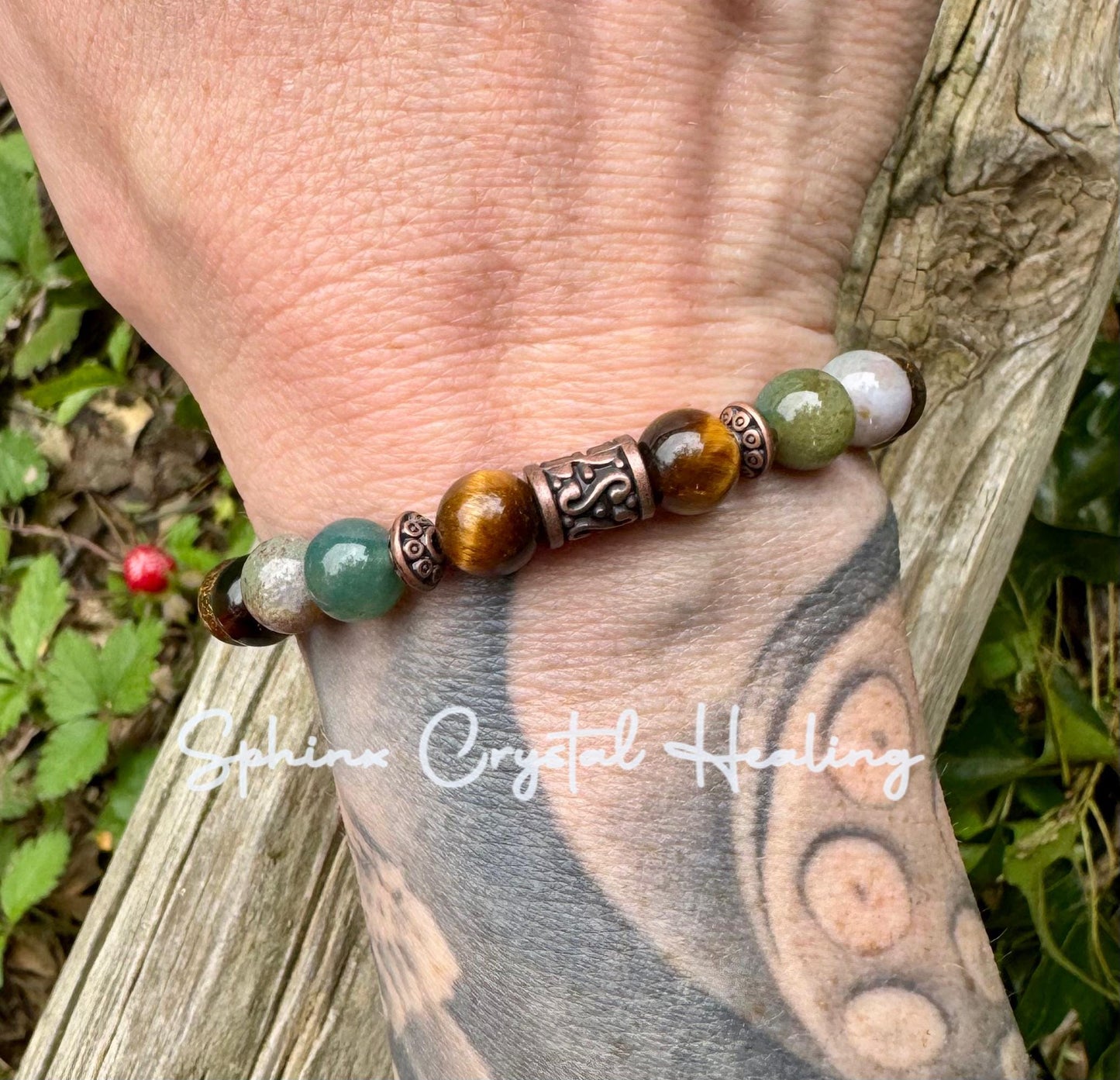 Leadership Support " The Sagacious Mind " Wisdom & Patience - Mental Strength - Indian Agate - Smoky Quartz - Bronzite Gemstone Bracelet