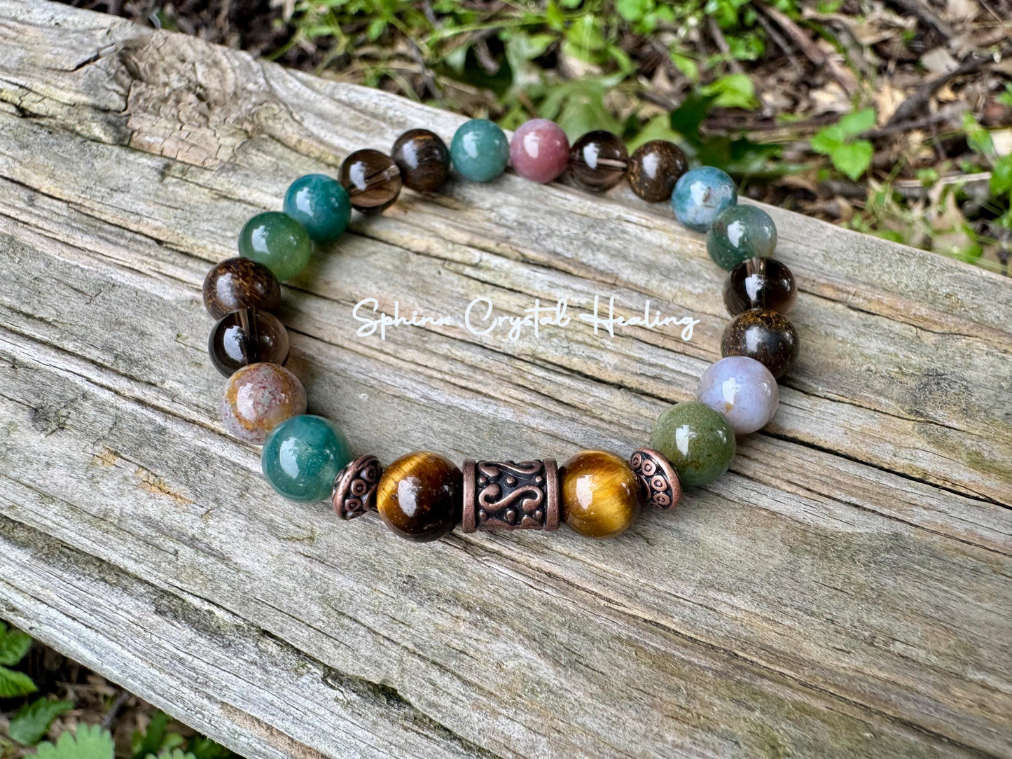 Leadership Support " The Sagacious Mind " Wisdom & Patience - Mental Strength - Indian Agate - Smoky Quartz - Bronzite Gemstone Bracelet