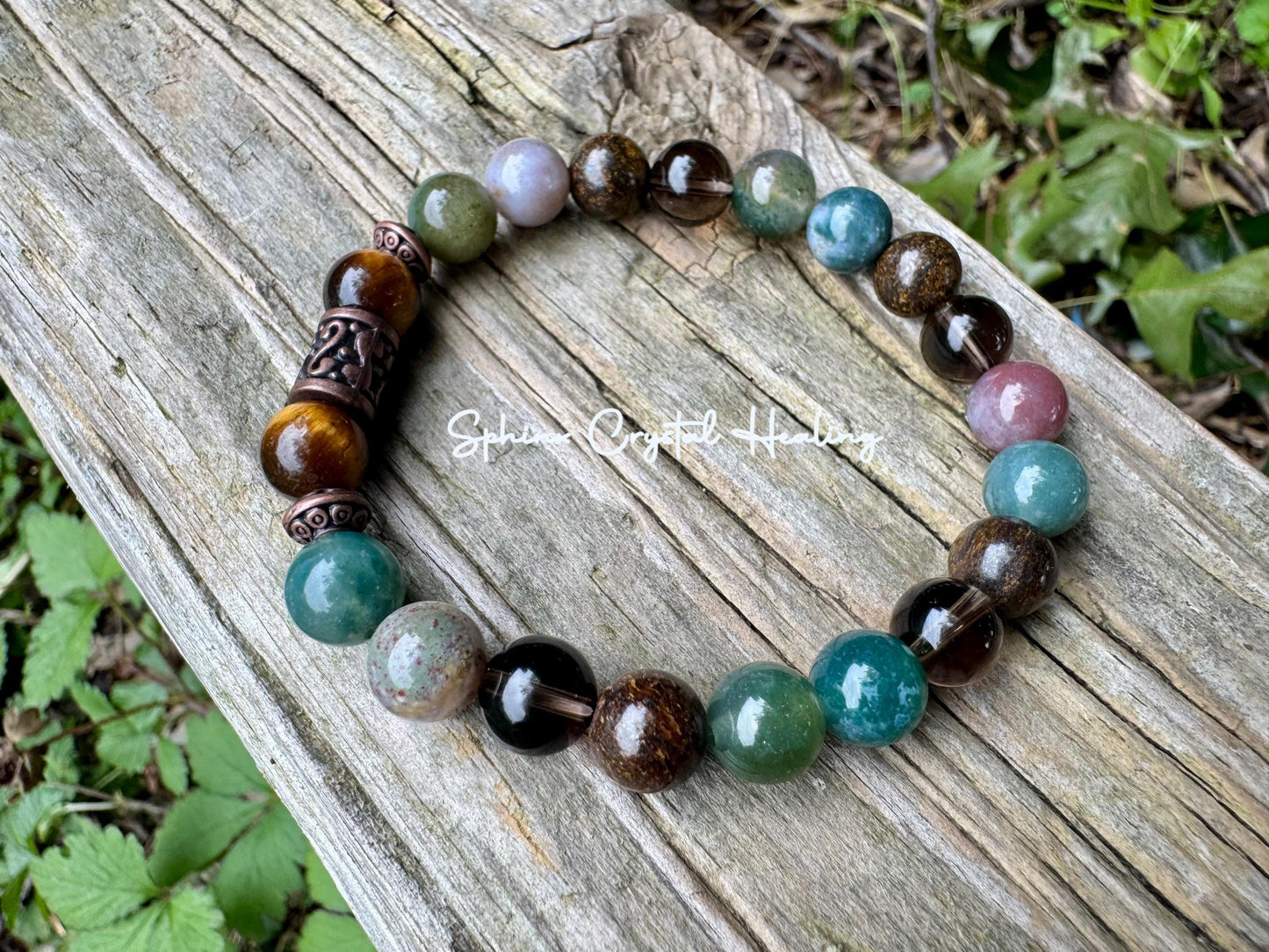 Leadership Support " The Sagacious Mind " Wisdom & Patience - Mental Strength - Indian Agate - Smoky Quartz - Bronzite Gemstone Bracelet