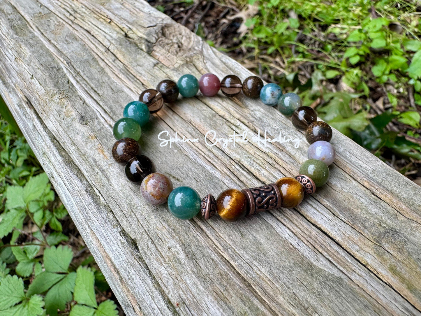Leadership Support " The Sagacious Mind " Wisdom & Patience - Mental Strength - Indian Agate - Smoky Quartz - Bronzite Gemstone Bracelet