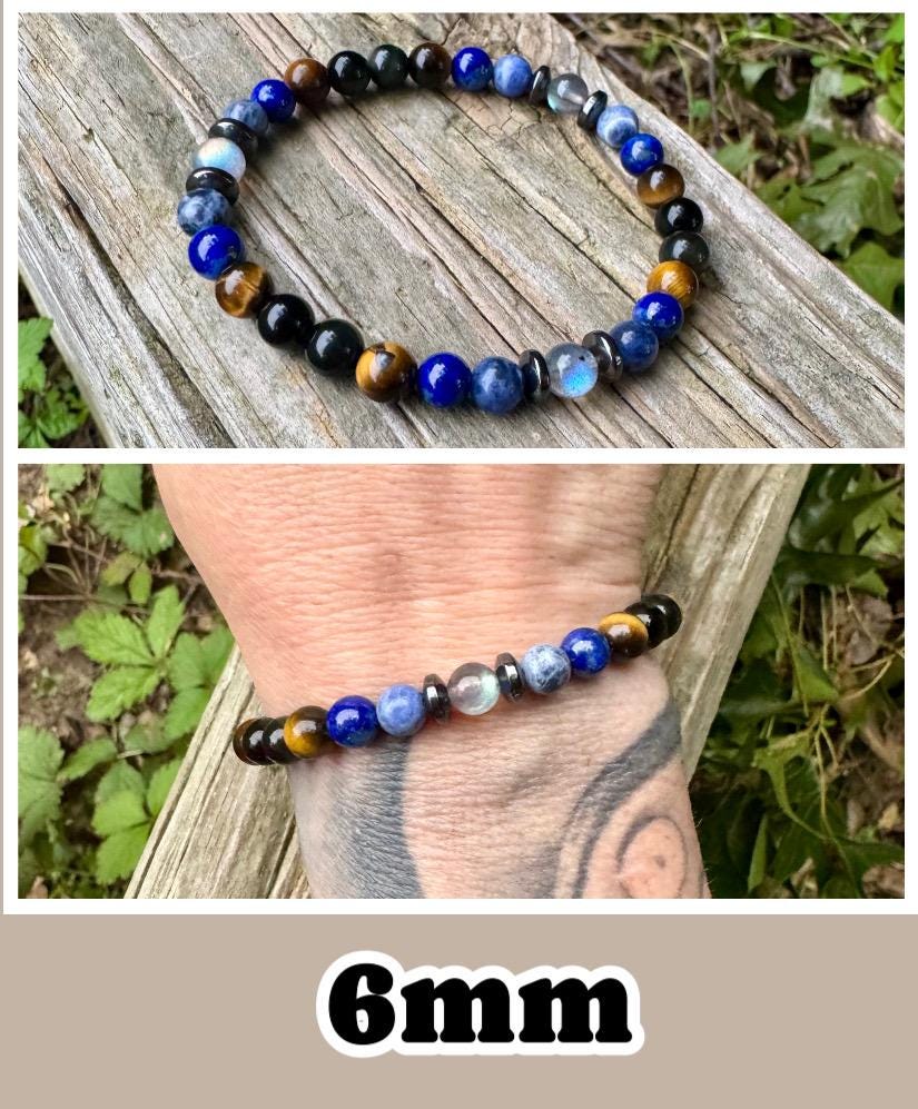Sagittarius Energy Bracelet " The Optimistic Sagittarius " November December Birthday - Lapis - Sodalite - Labradorite Crystal Gemstones