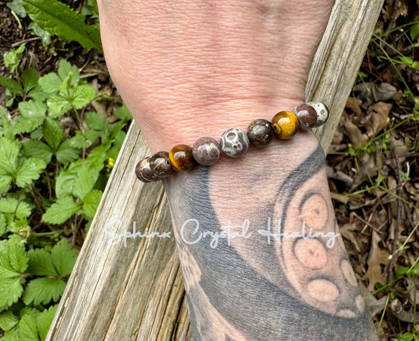 Anxiety & Stress Support - Protection " The Stone Skin Totem " Positivity - Astroid Jasper - Phlogopite - AAA Crystal Gemstone 8MM Bracelet