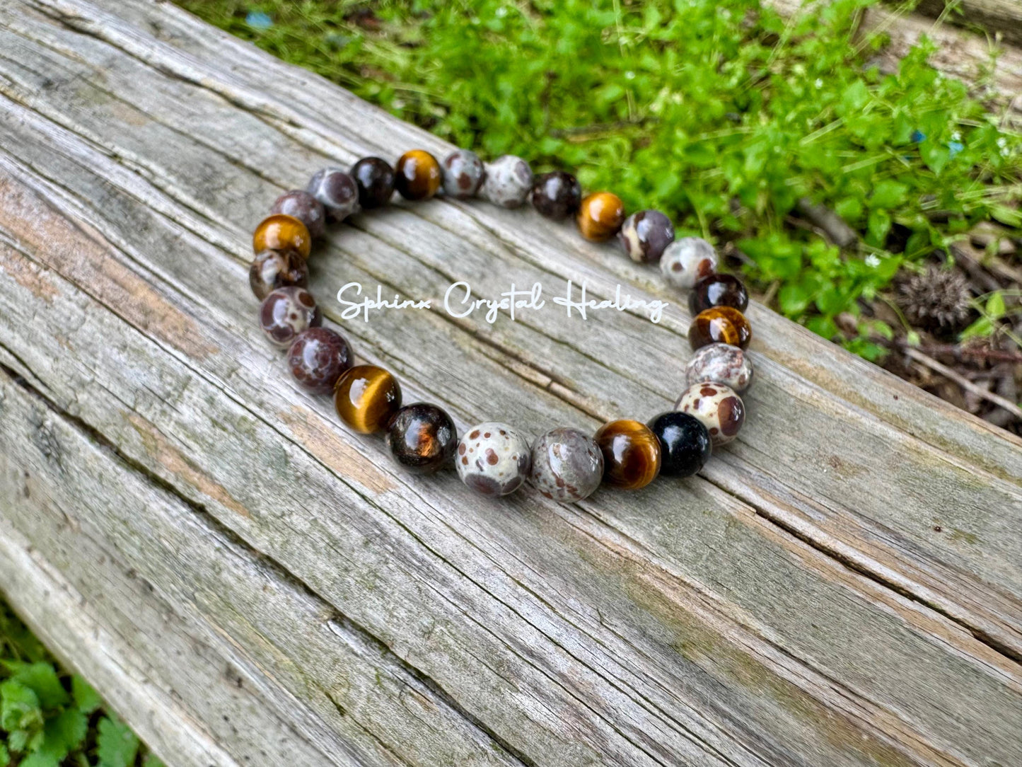 Anxiety & Stress Support - Protection " The Stone Skin Totem " Positivity - Astroid Jasper - Phlogopite - AAA Crystal Gemstone 8MM Bracelet