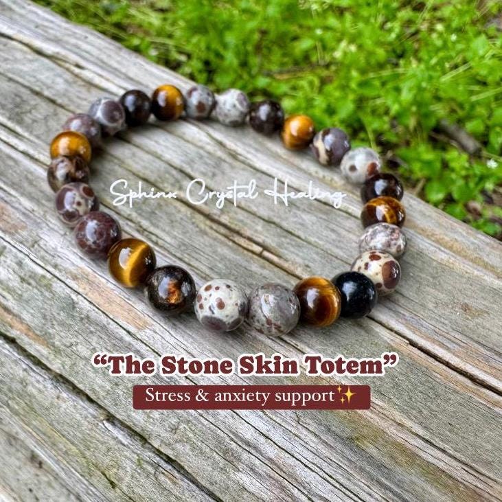 Anxiety & Stress Support - Protection " The Stone Skin Totem " Positivity - Astroid Jasper - Phlogopite - AAA Crystal Gemstone 8MM Bracelet