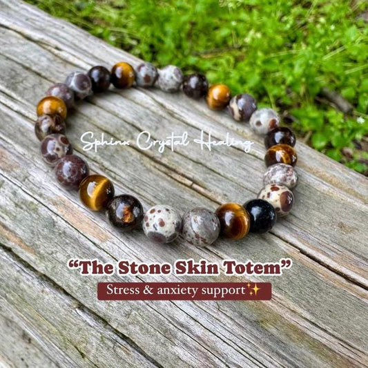 Anxiety & Stress Support - Protection " The Stone Skin Totem " Positivity - Astroid Jasper - Phlogopite - AAA Crystal Gemstone 8MM Bracelet