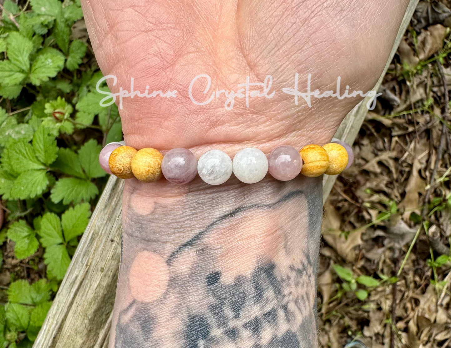 Divine Feminine " Goddess of Love " Emotional Healing - Stress Support - Moonstone - Rose Quartz - Palo Santo Gemstone Crystal Bracelet
