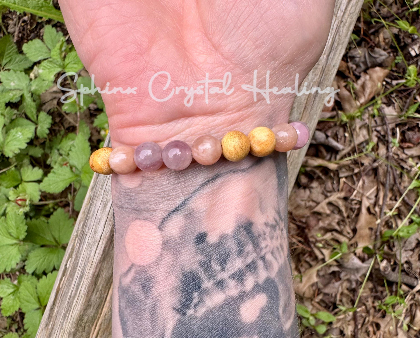 Divine Feminine " Goddess of Love " Emotional Heart Healing - Self Care - AAA Moonstone - Rose Quartz - Palo Santo Gemstone Crystal Bracelet