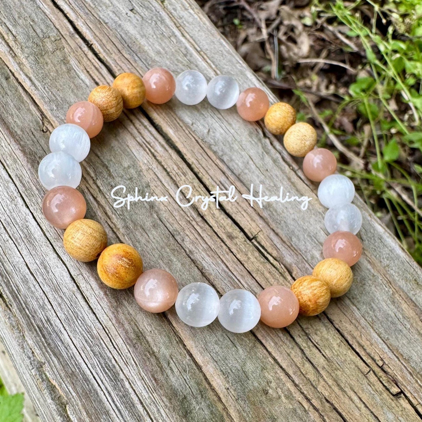 Cleansing Negative Energy ” The White Witch " Spiritual Aura Clearing - Palo Santo Selenite - Quality Crystal Healing Gemstone Bracelet