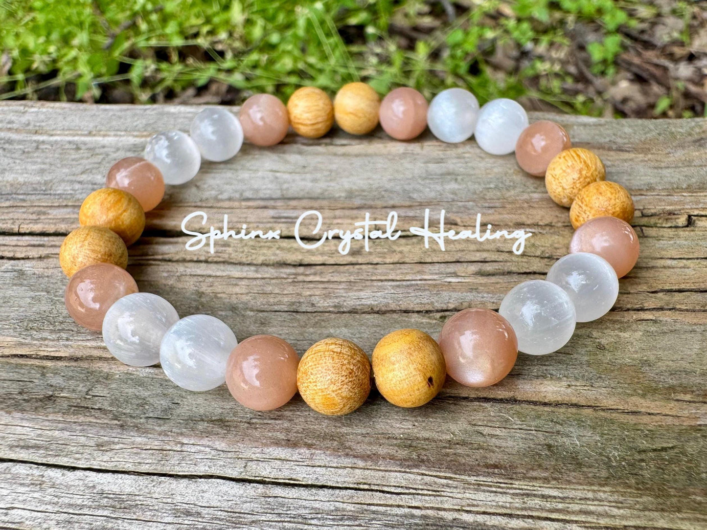 Cleansing Negative Energy ” The White Witch " Spiritual Aura Clearing - Palo Santo Selenite - Quality Crystal Healing Gemstone Bracelet