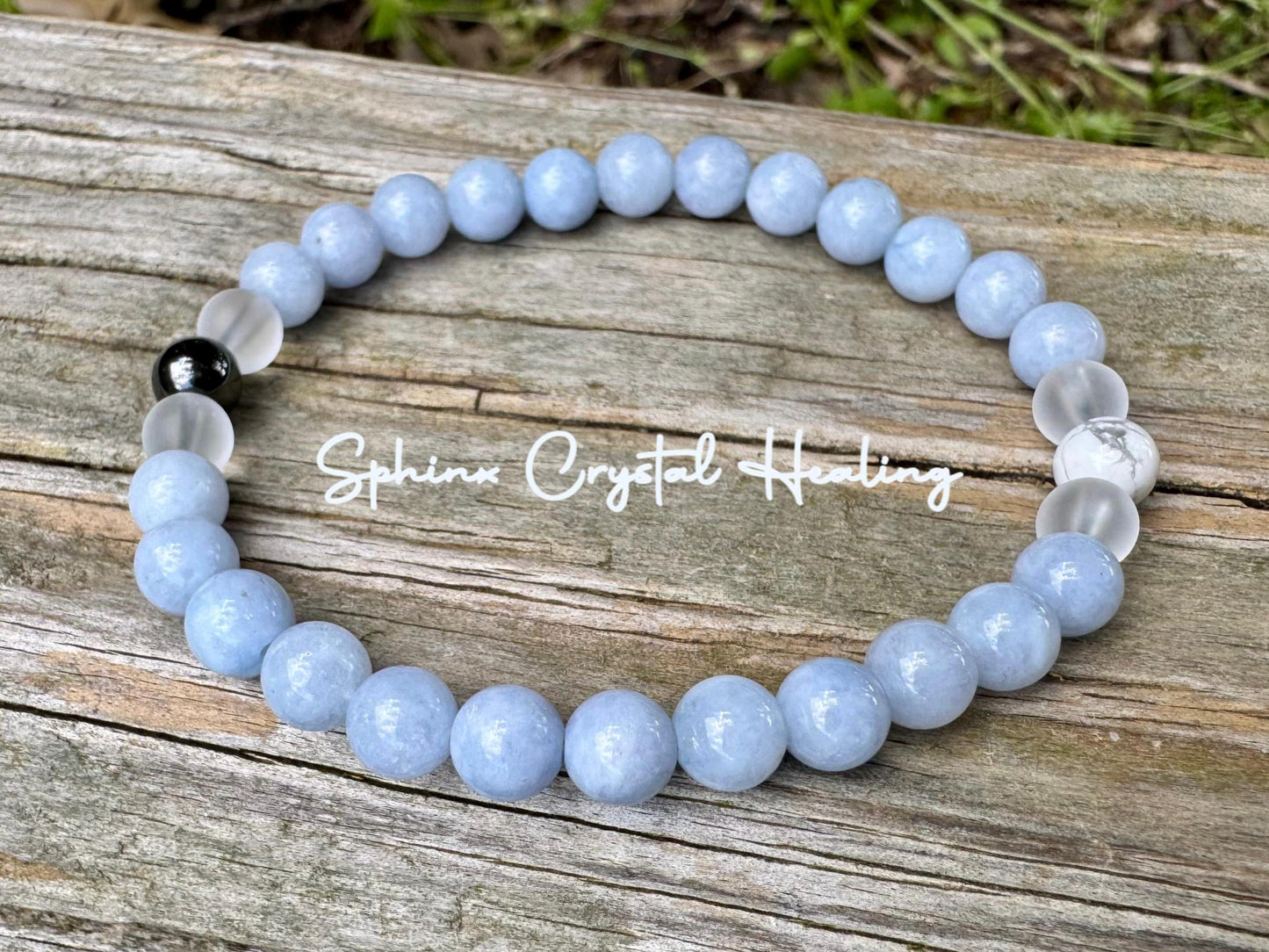 Mercury Retrograde - Stress Relief - Self Reflection - Emotional Support - AAA Pale Blue Aquamarine & Hematite - Real Gemstone Bracelet