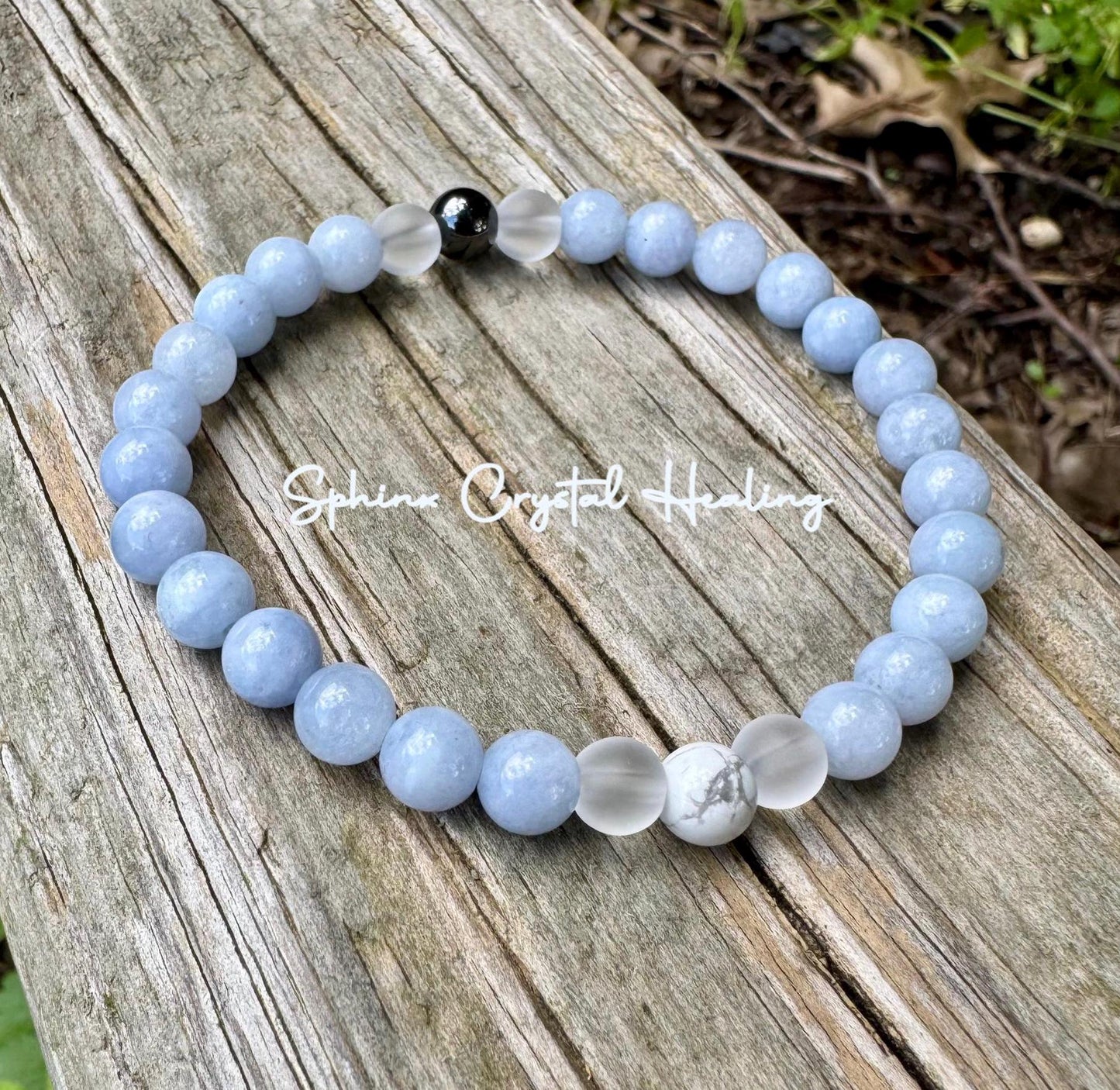 Mercury Retrograde - Stress Relief - Self Reflection - Emotional Support - AAA Pale Blue Aquamarine & Hematite - Real Gemstone Bracelet