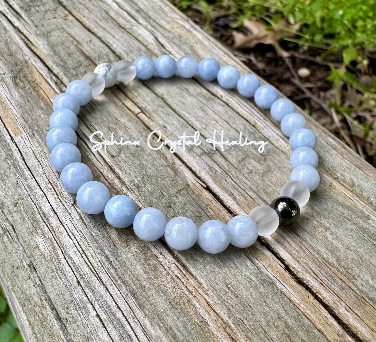 Mercury Retrograde - Stress Relief - Self Reflection - Emotional Support - AAA Pale Blue Aquamarine & Hematite - Real Gemstone Bracelet