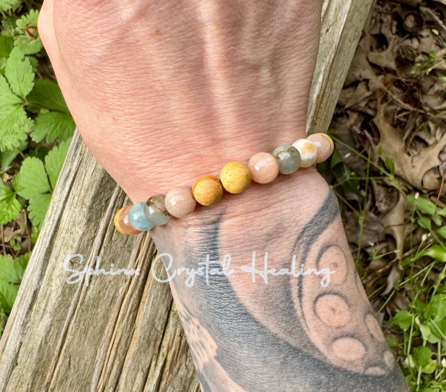 Spiritual Growth - Intuition " Goddess of the Ancient Sea " Stress Support - Lemurian Aquatine Calcite - Palo Santo - REAL Crystal Gemstones
