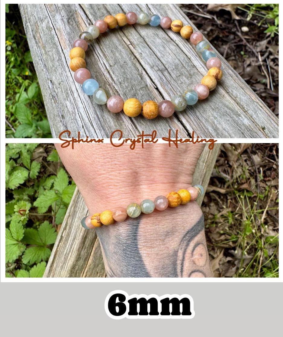 Spiritual Growth - Intuition " Goddess of the Ancient Sea " Stress Support - Lemurian Aquatine Calcite - Palo Santo - REAL Crystal Gemstones