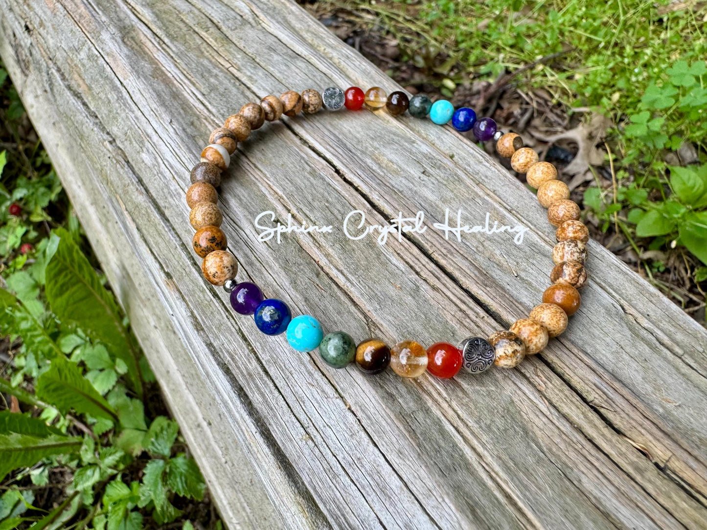 Chakra Balance Anklet - Grounding Picture Jasper - Grounded Connection to Earth - Crystal Healing - REAL Quality Gemstone Ankle Bracelet