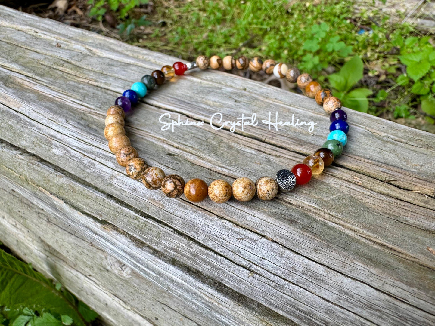 Chakra Balance Anklet - Grounding Picture Jasper - Grounded Connection to Earth - Crystal Healing - REAL Quality Gemstone Ankle Bracelet