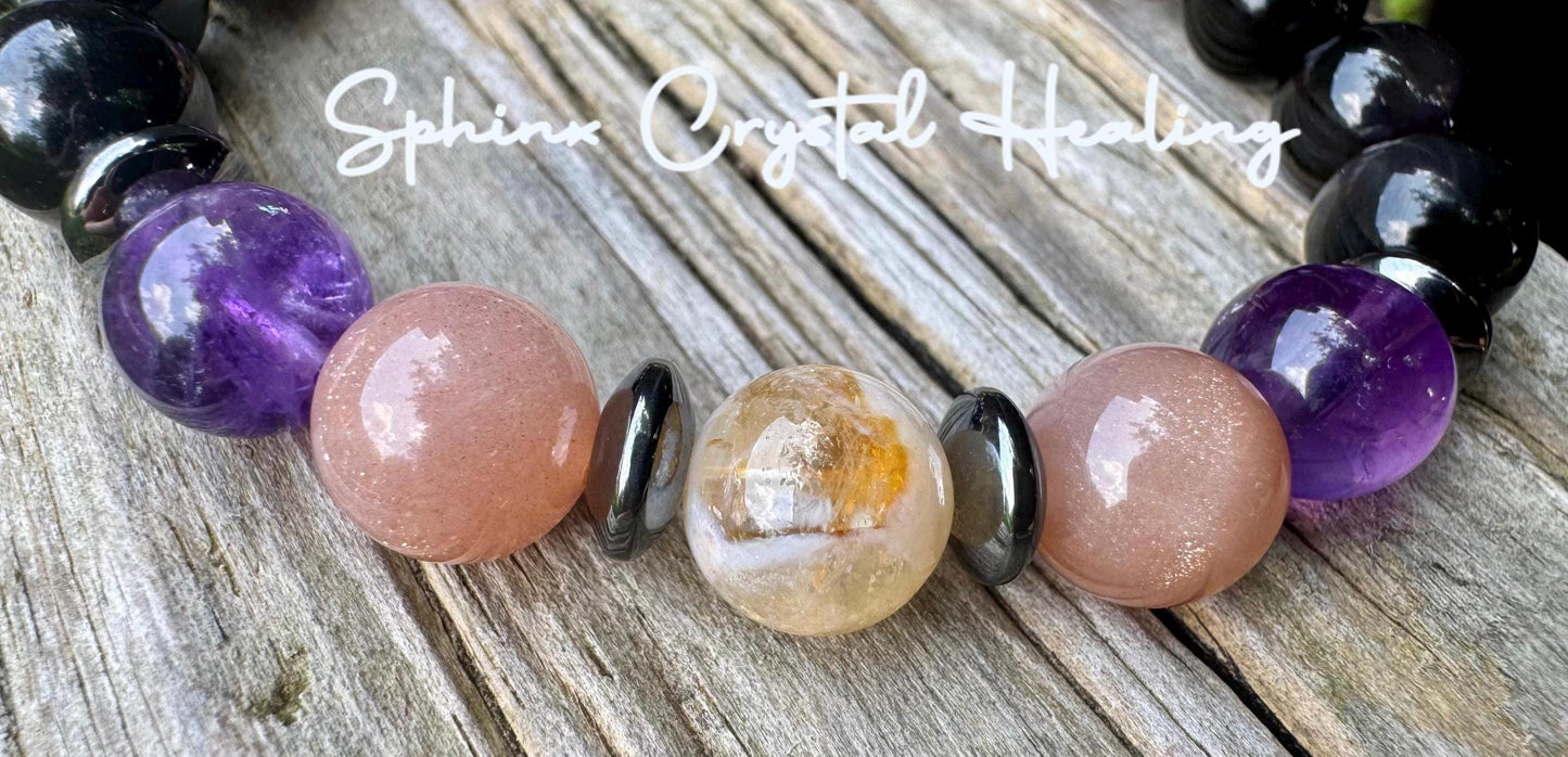 10MM Cancer Sign Energy - Zodiac Horoscope " The Intuitive Cancer " June July Birthday - Real Quality Gemstones - Crystal Astrology Bracelet