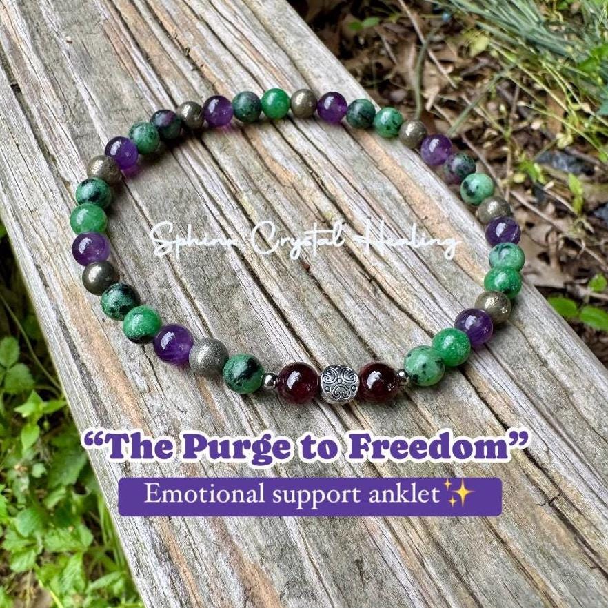Let Go - Emotional Healing - Grief Anger - Forgiveness " The Purge to Freedom " Crystal Therapy Healing Anklet - Quality Gemstones
