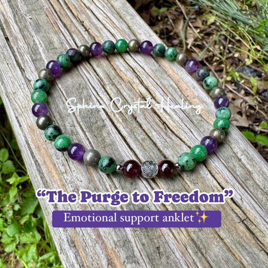 Let Go - Emotional Healing - Grief Anger - Forgiveness " The Purge to Freedom " Crystal Therapy Healing Anklet - Quality Gemstones
