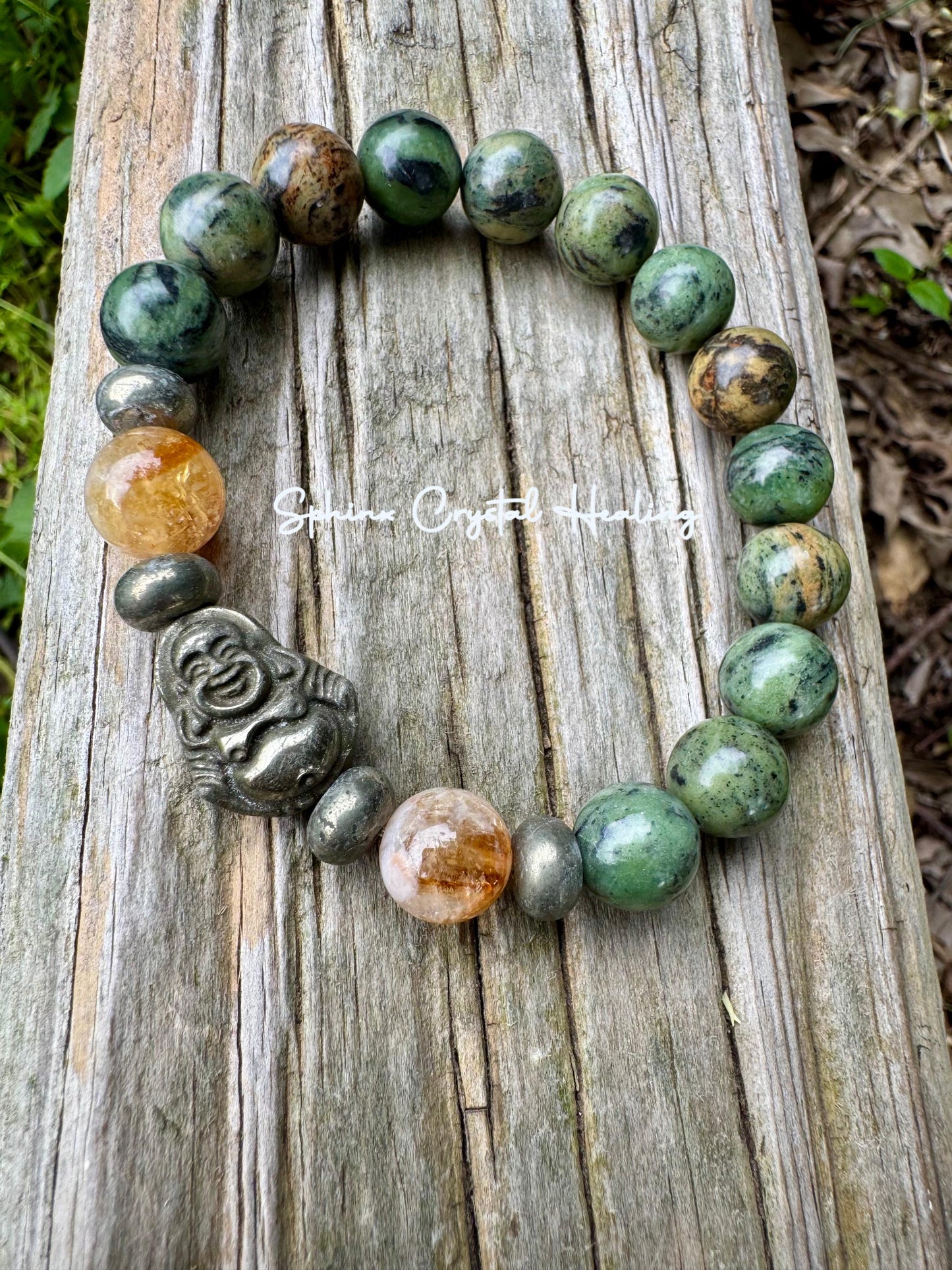 10mm Manifest Prosperity - Wealth - Fortune " The Sacred Yu Shan " Attract Good Luck - Buddha - Jade Citrine Pyrite Crystal - Money Bracelet