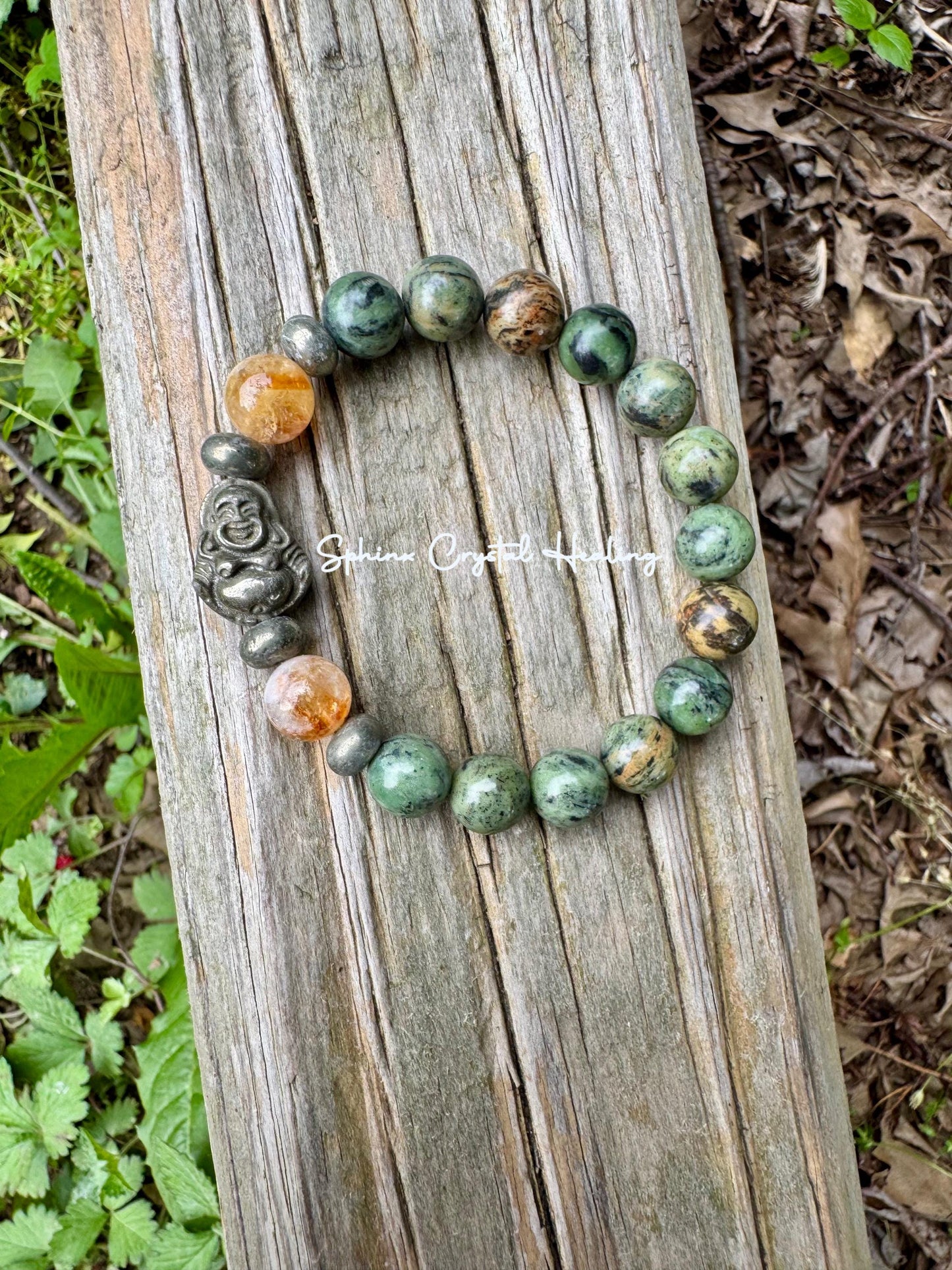 10mm Manifest Prosperity - Wealth - Fortune " The Sacred Yu Shan " Attract Good Luck - Buddha - Jade Citrine Pyrite Crystal - Money Bracelet