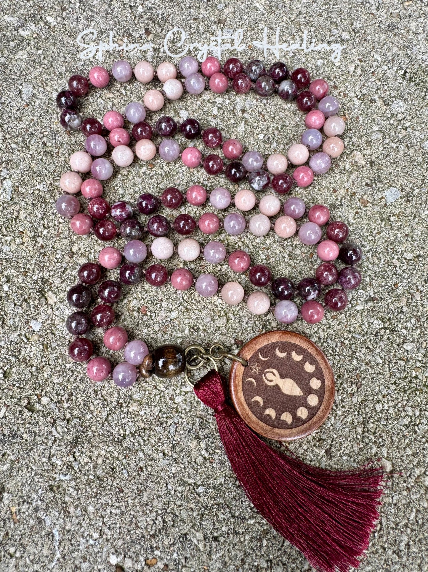 Only One - Self Love & Emotional Healing Mala Necklace - Feminine Energy " Strawberry Moon " RARE Strawberry Quartz - Eudialyte - Moonstone