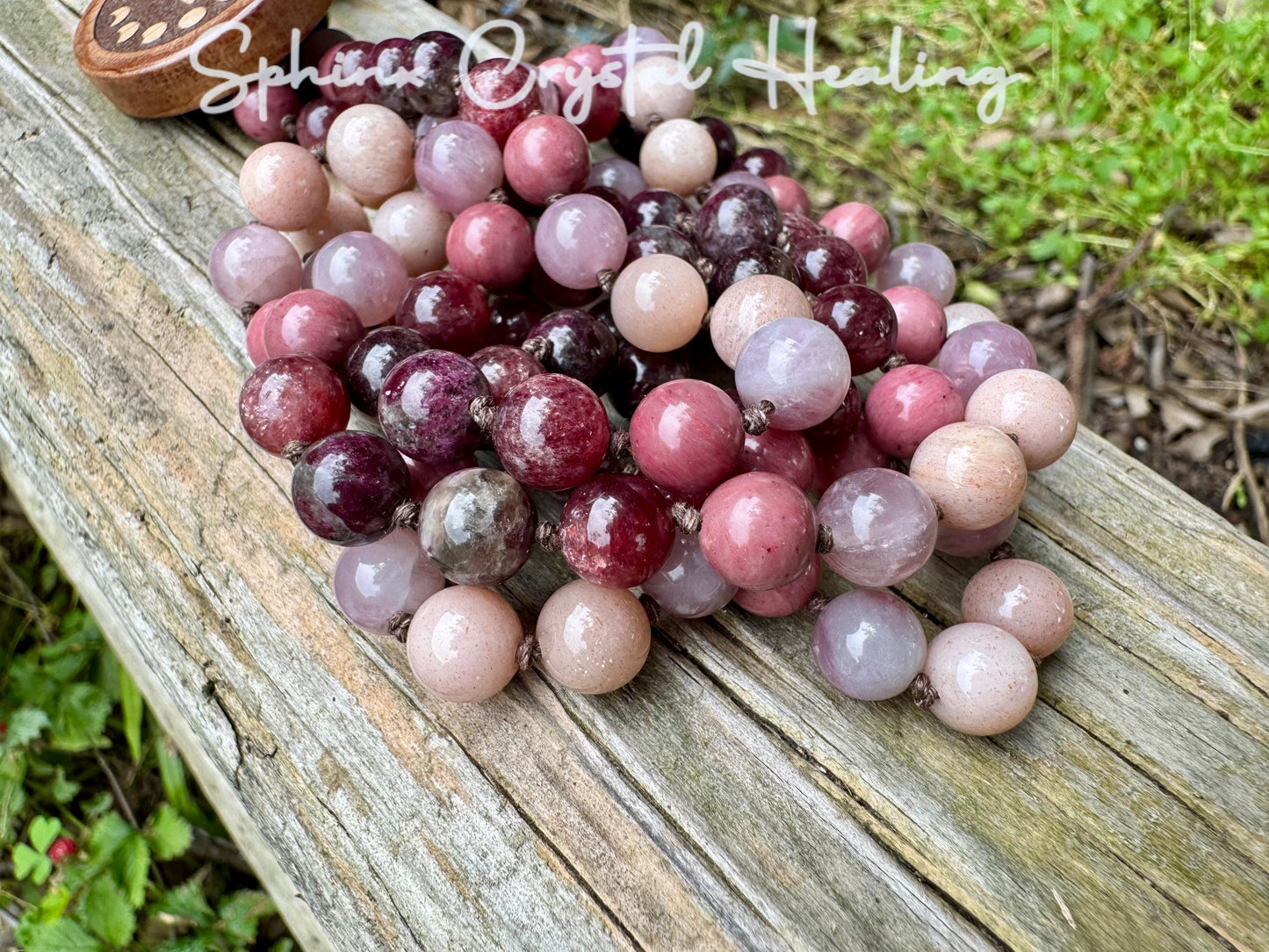 Only One - Self Love & Emotional Healing Mala Necklace - Feminine Energy " Strawberry Moon " RARE Strawberry Quartz - Eudialyte - Moonstone