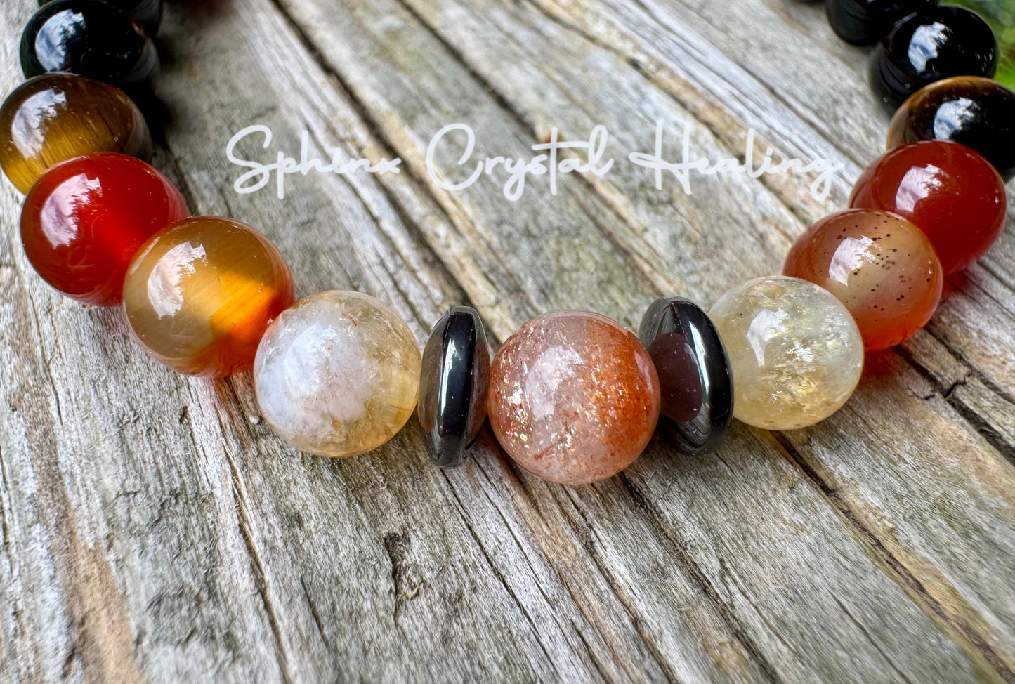 Leo Fire Energy - RARE Sunstone "The Fearless Leo" July August Birthday - Zodiac Birthstones - Carnelian - Onyx - Citrine Crystal Bracelet