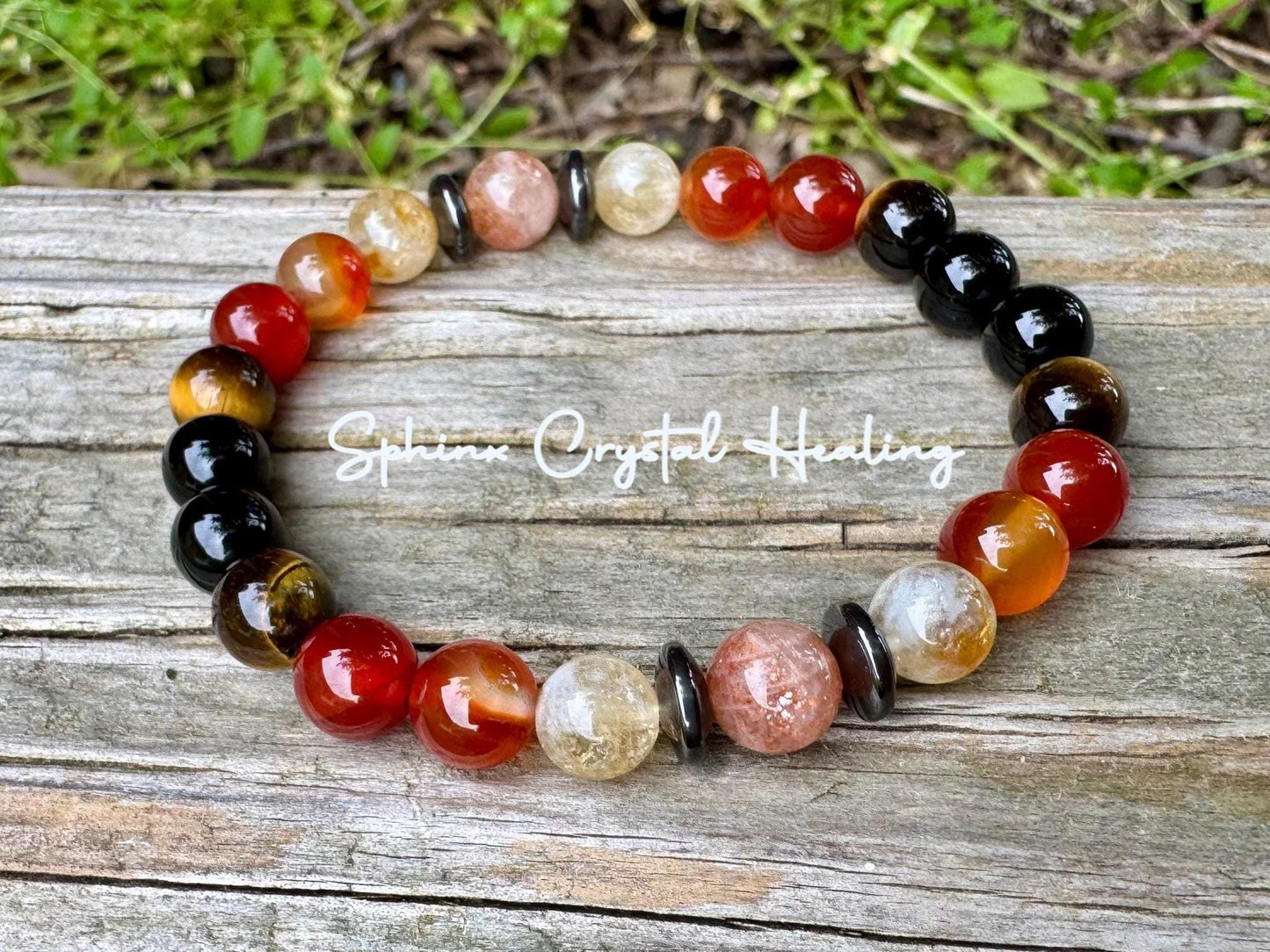 Leo Fire Energy - RARE Sunstone "The Fearless Leo" July August Birthday - Zodiac Birthstones - Carnelian - Onyx - Citrine Crystal Bracelet
