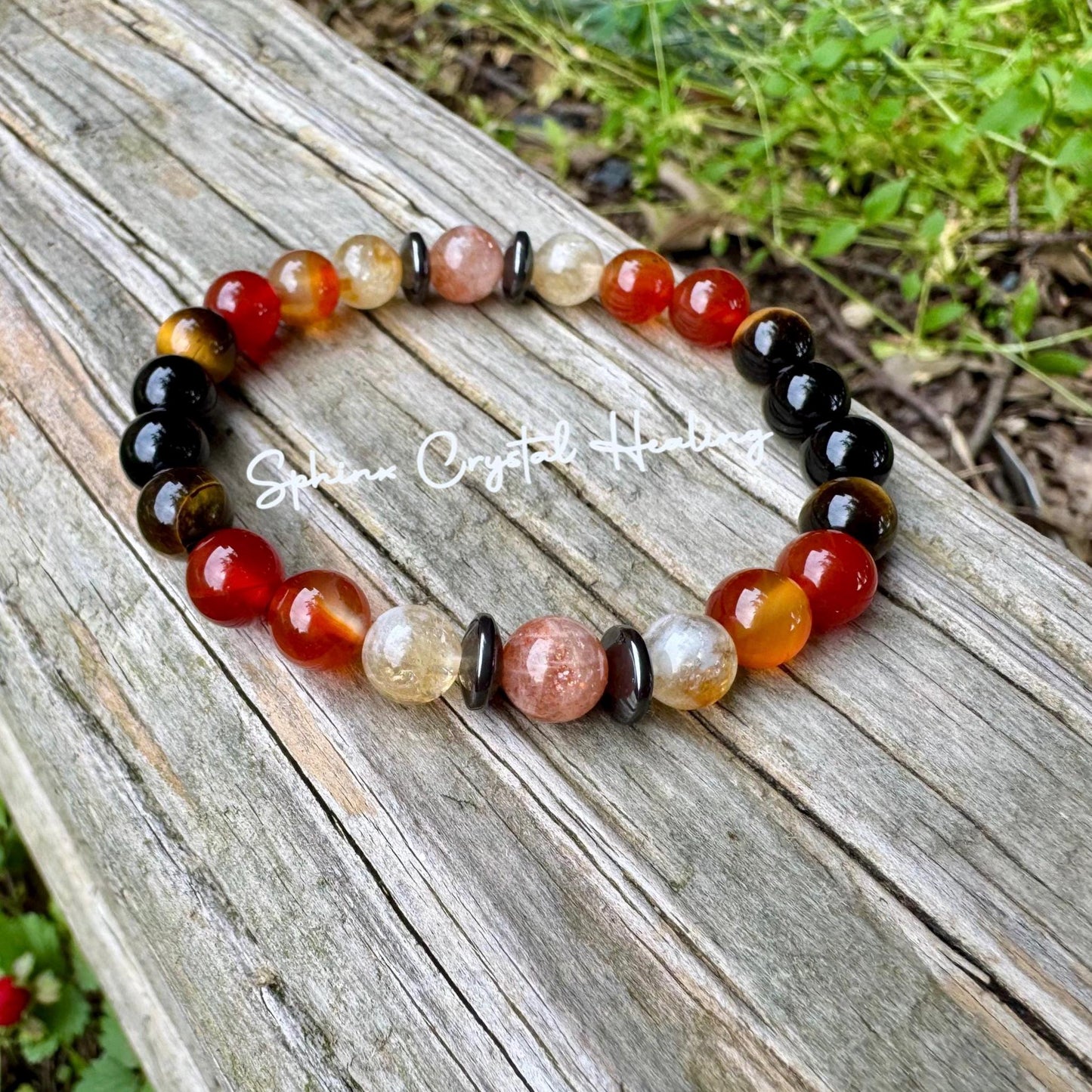 Leo Fire Energy - RARE Sunstone "The Fearless Leo" July August Birthday - Zodiac Birthstones - Carnelian - Onyx - Citrine Crystal Bracelet