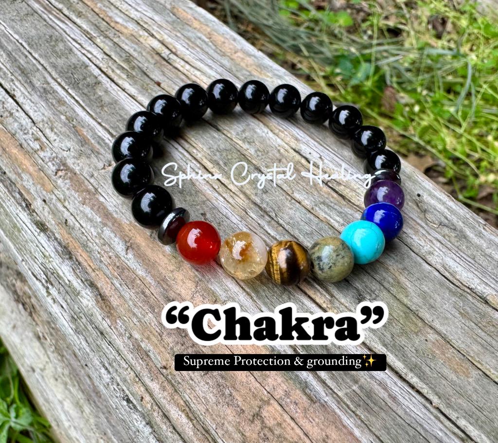 Protect and Cleanse The Auric Field - Balance Chakra Energy  - Black Tourmaline & Hematite - Quality Crystal Healing and Gemstone Bracelet