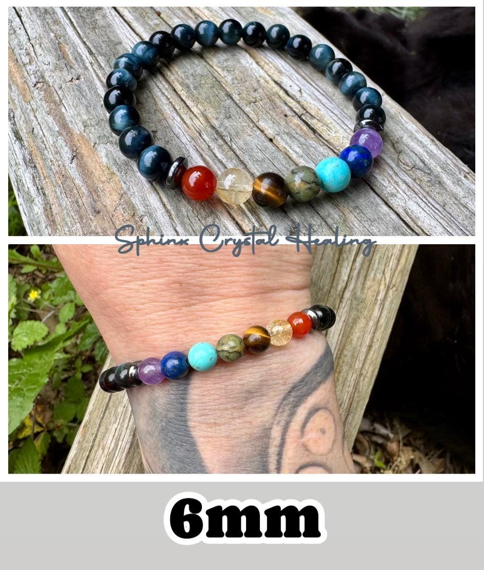 Protection - Intuition - Strength & Confidence - Chakra Balance - Mental Stability AAA Hawks Eye Gemstones - Blue Tigers Eye Stone Bracelet