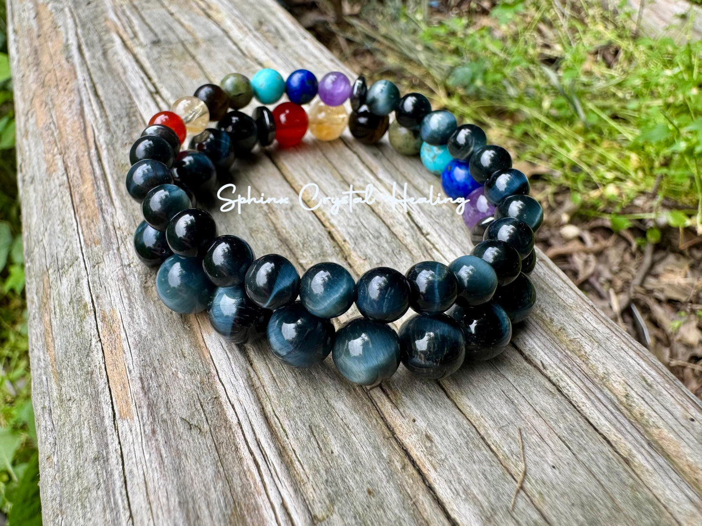 Protection - Intuition - Strength & Confidence - Chakra Balance - Mental Stability AAA Hawks Eye Gemstones - Blue Tigers Eye Stone Bracelet