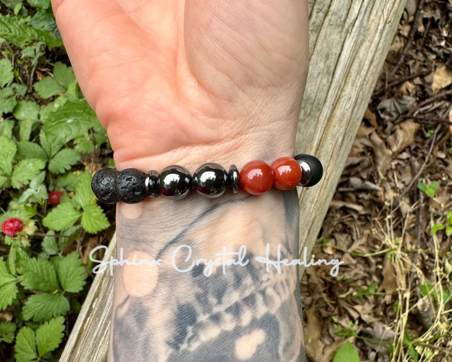 10mm Mental Strength & Courage " The Forge " High Quality Gemstones - Black Onyx / Carnelian - Crystal Healing Confidence Bracelet